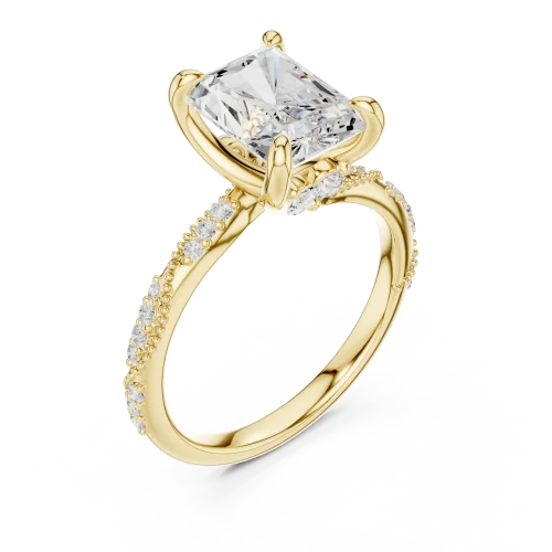 Radiant Ethereal Pavé-Set Radiant Cut Solitaire Ring