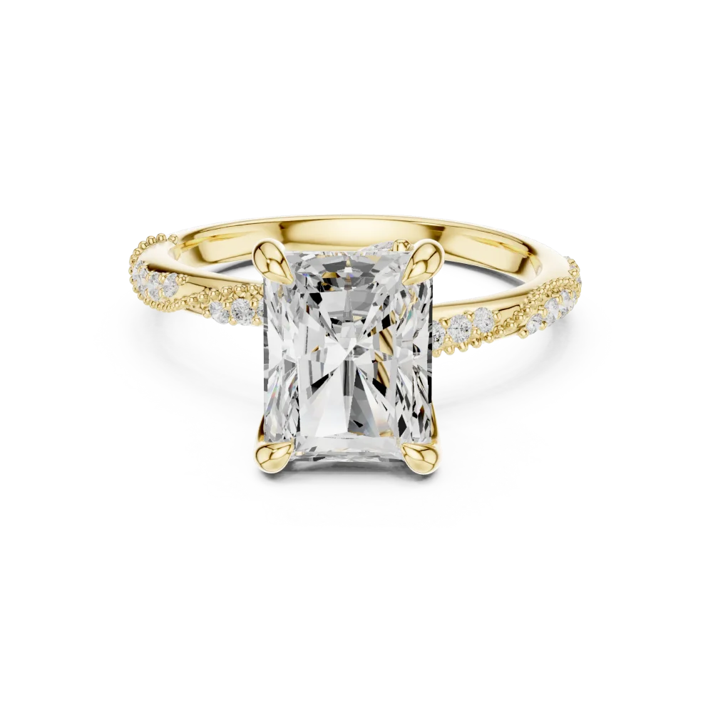 Radiant Ethereal Pavé-Set Radiant Cut Solitaire Ring - Image 2