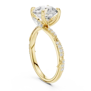 Luminary Round Brilliant Pavé-Set Solitaire Engagement Ring - Image 3