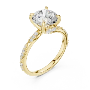 Luminary Round Brilliant Pavé-Set Solitaire Engagement Ring