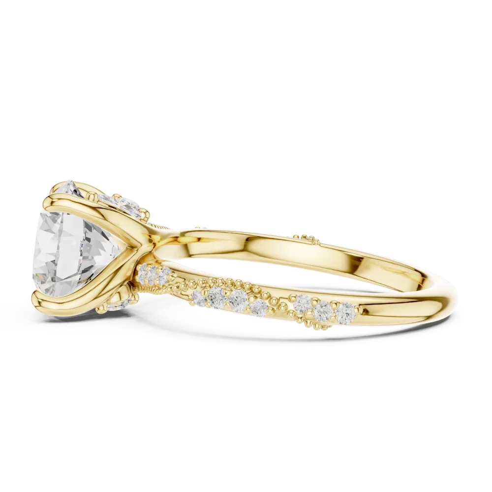 Luminary Round Brilliant Pavé-Set Solitaire Engagement Ring - Image 4