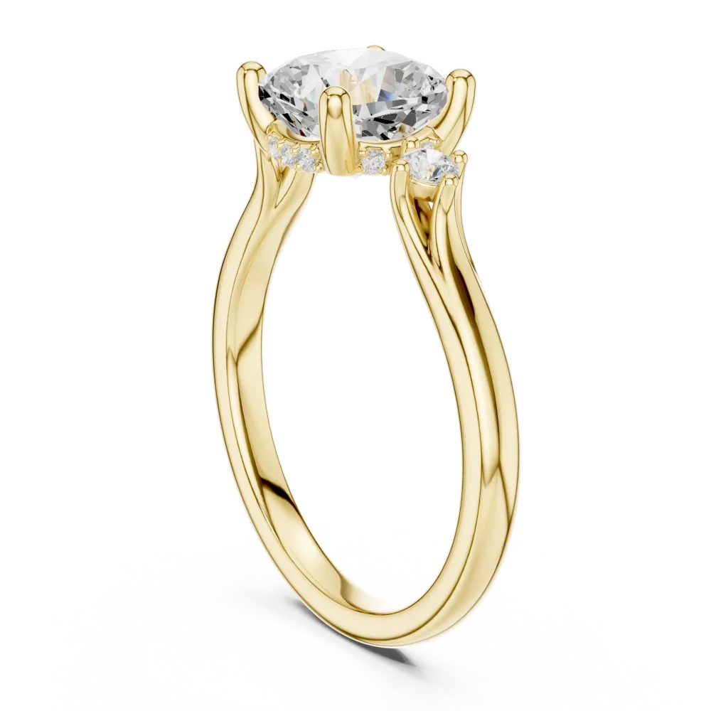 Ethereal Cushion Three Stone Radiant Solitaire Ring - Image 3