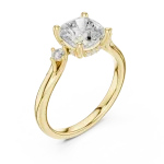 Ethereal Cushion Three Stone Radiant Solitaire Ring