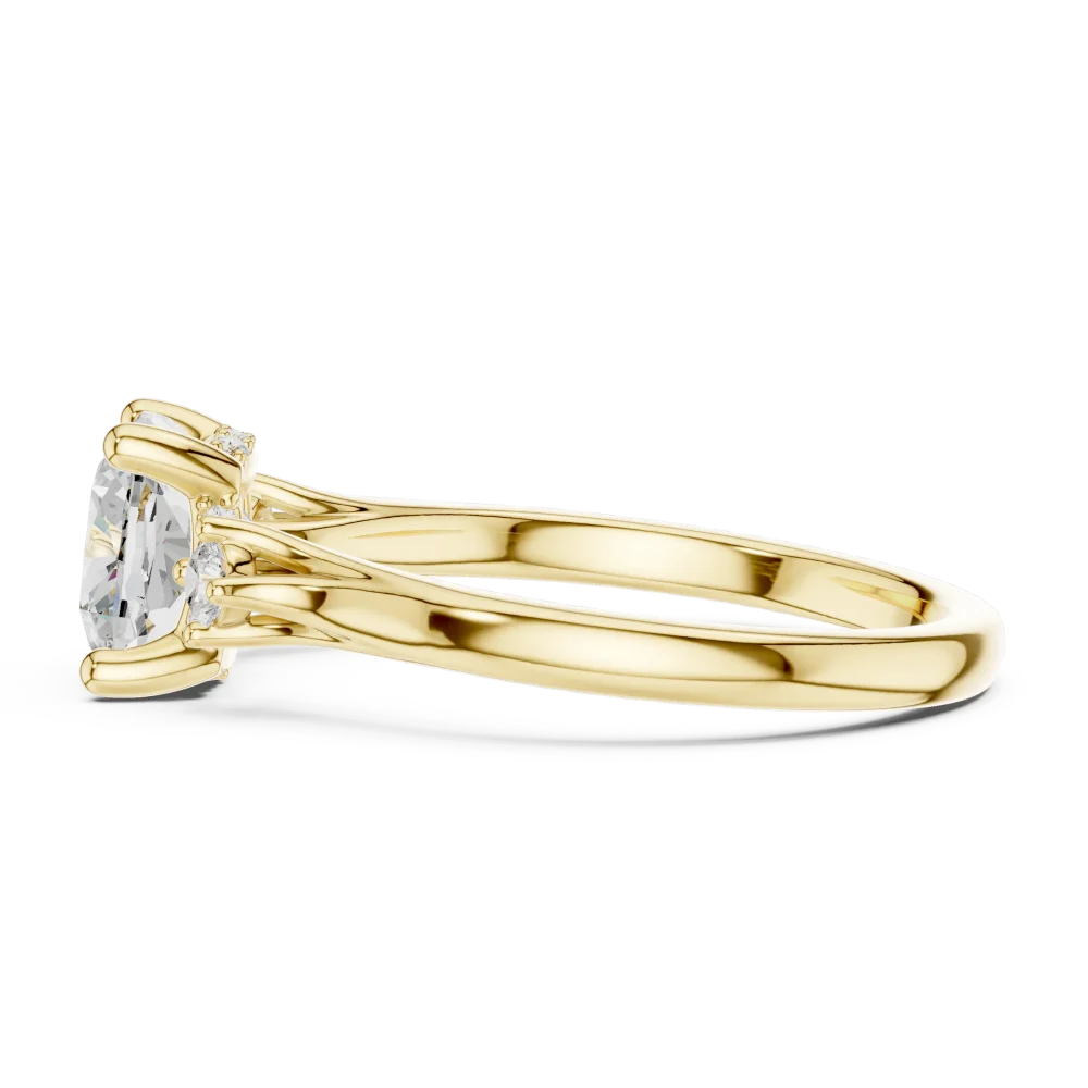 Ethereal Cushion Three Stone Radiant Solitaire Ring - Image 4