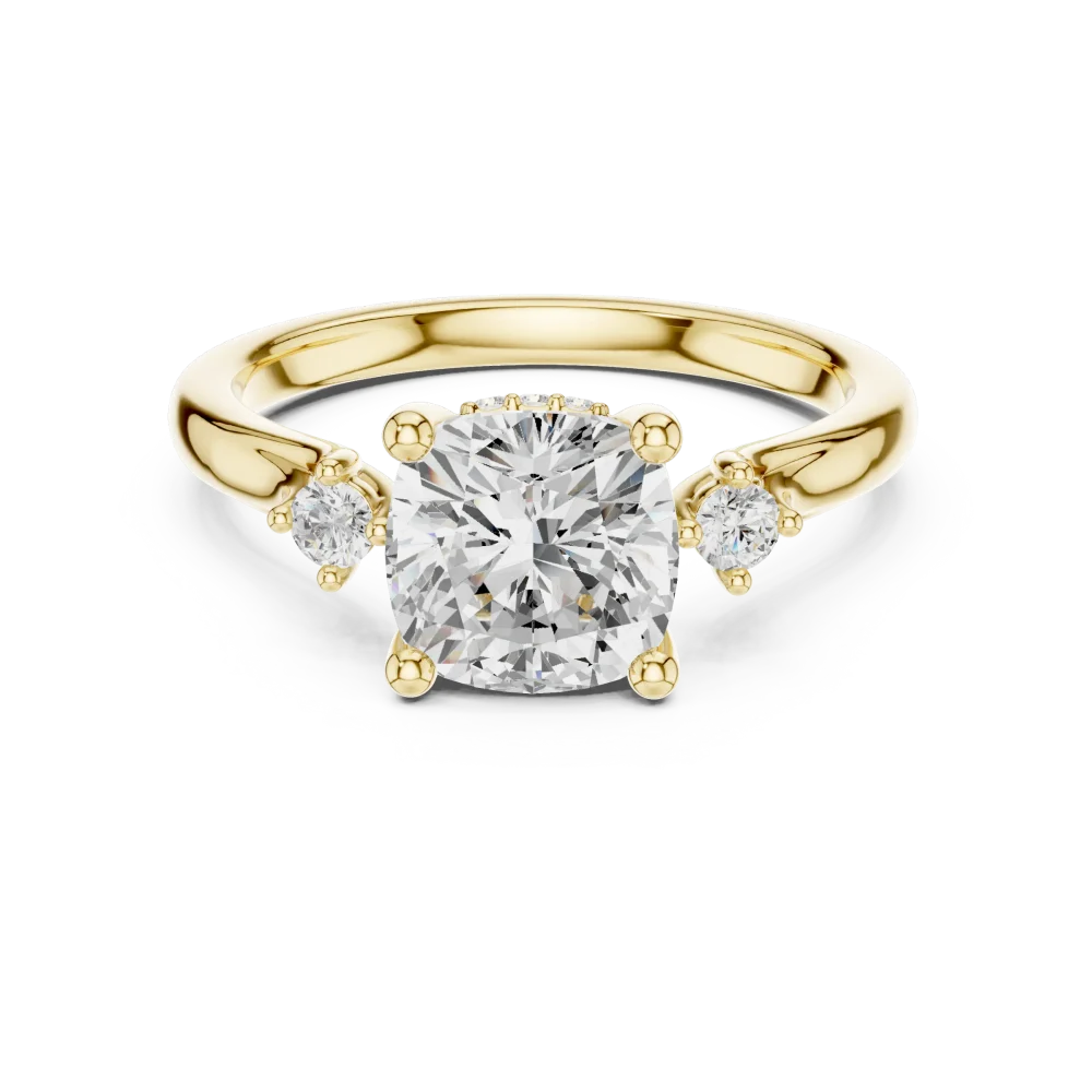 Ethereal Cushion Three Stone Radiant Solitaire Ring - Image 2