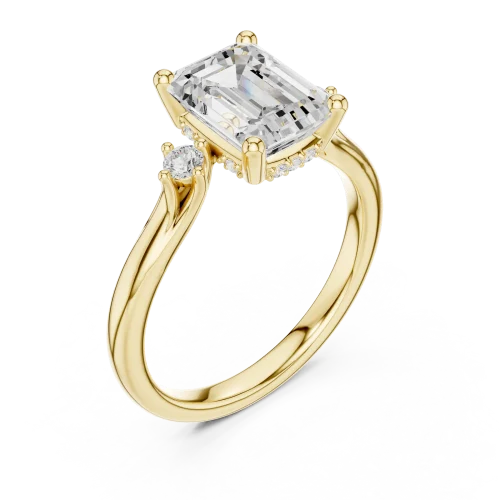 Luminary Emerald Cut Three Stone Solitaire Ring