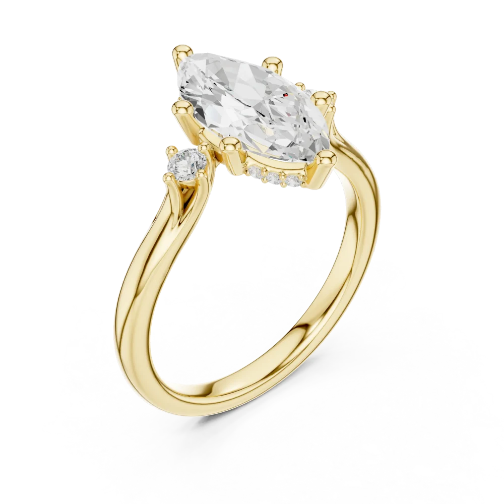 Experience the brilliant fire of this marquise-cut solitaire ring. Handcrafted with DIAMEUR diamonds, this modern classic is pure elegance. Shop now.