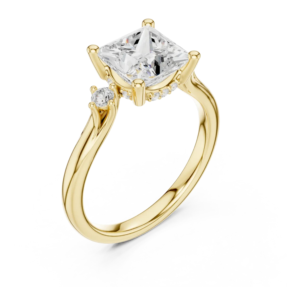 Discover the elegance of this three-stone princess-cut lab-grown diamond ring. A modern classic designed to sparkle forever. Shop this luxury piece.