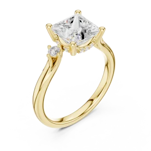 Ethereal Princess Cut Three-Stone Solitaire Engagement Ring