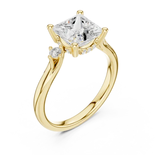Ethereal Princess Cut Three-Stone Solitaire Engagement Ring
