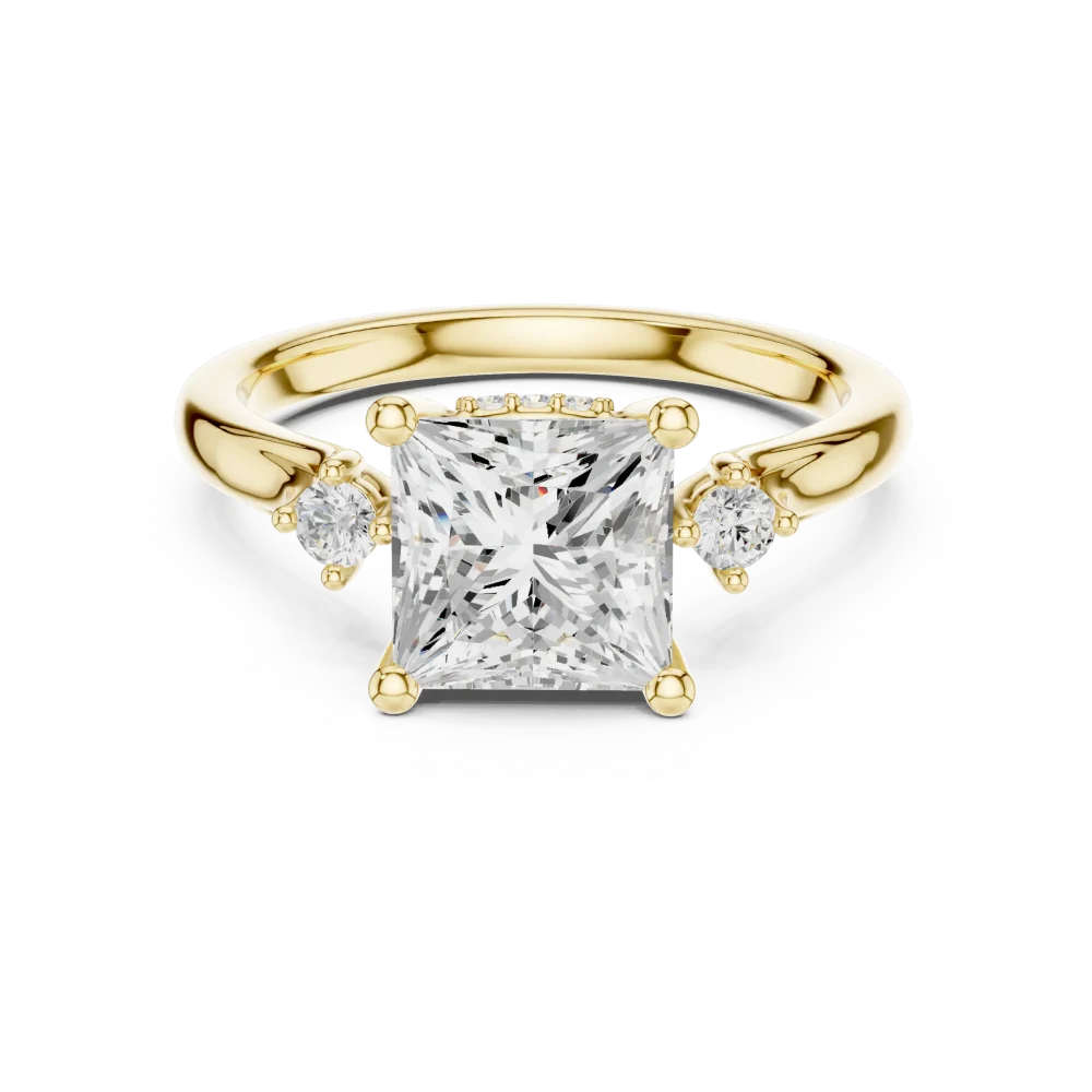 Ethereal Princess Cut Three-Stone Solitaire Engagement Ring - Image 2