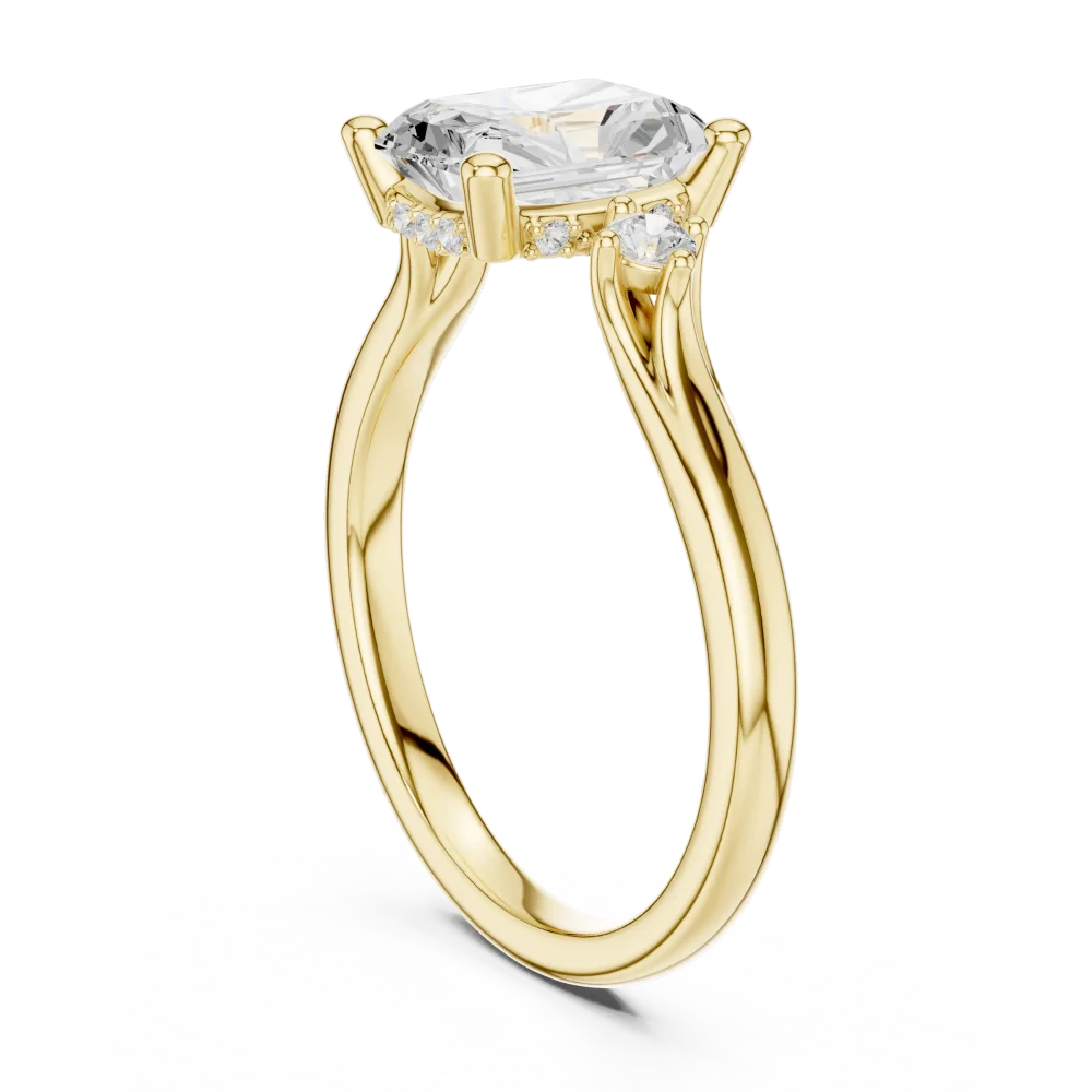 Ethereal Radiant Cut Three-Stone Architectural Solitaire Ring - Image 3