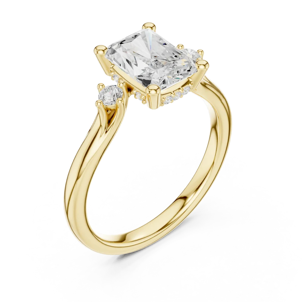 Discover the brilliance of our Radiant Cut Three-Stone Ring. Featuring premium DIAMEUR lab-grown diamonds, this modern classic is designed to shine. Shop now.