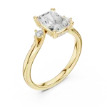 Ethereal Radiant Cut Three-Stone Architectural Solitaire Ring