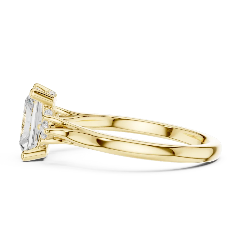 Ethereal Radiant Cut Three-Stone Architectural Solitaire Ring - Image 4
