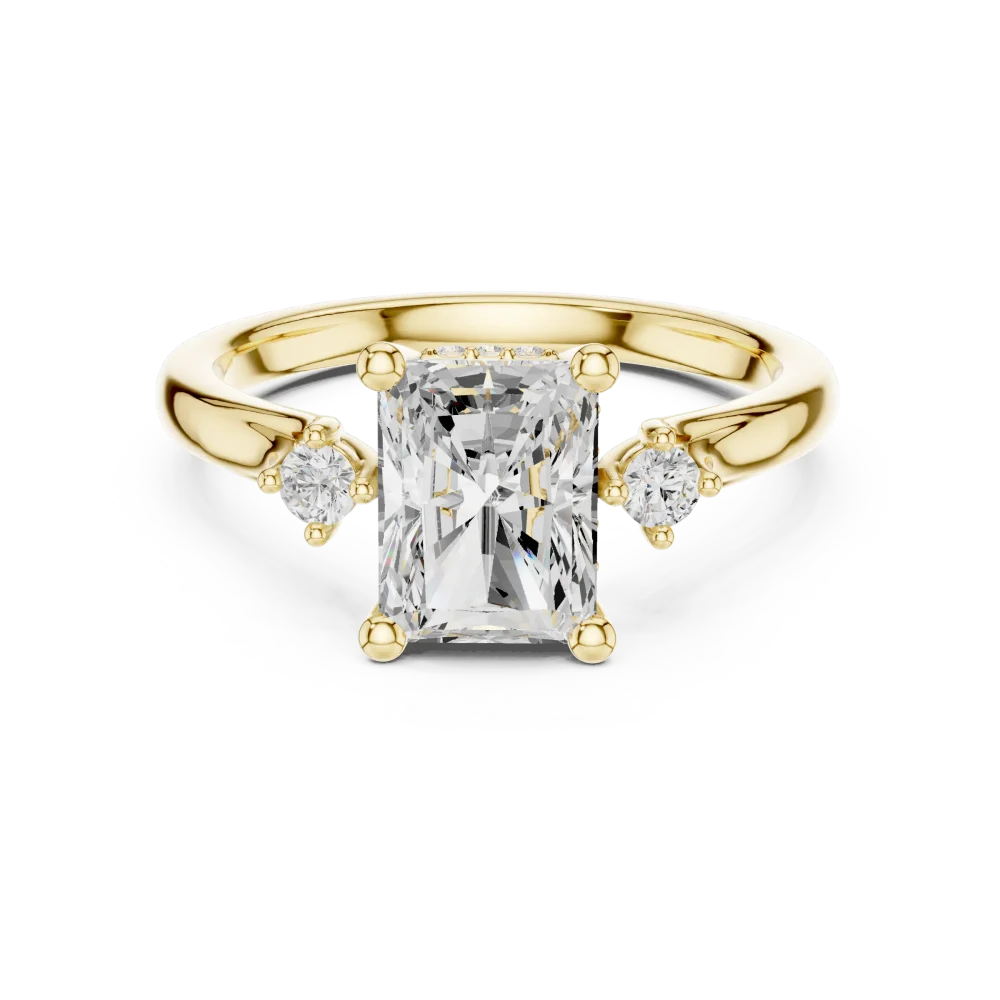 Ethereal Radiant Cut Three-Stone Architectural Solitaire Ring - Image 2