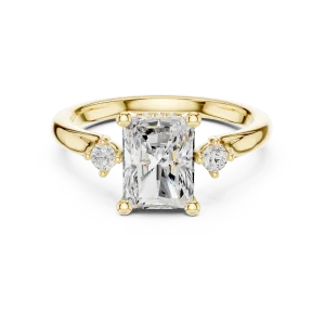 Ethereal Radiant Cut Three-Stone Architectural Solitaire Ring - Image 2