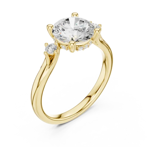 Ethereal Round Brilliant Three Stone Solitaire Ring