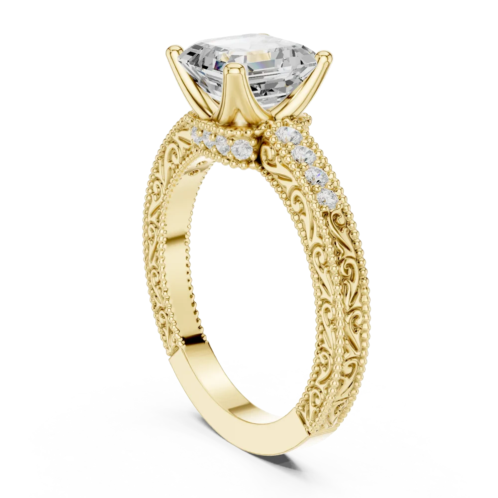 Luminary Emerald Cut Pavé-Set Solitaire Engagement Ring - Image 3