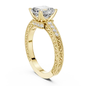 Luminary Emerald Cut Pavé-Set Solitaire Engagement Ring - Image 3