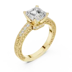 Luminary Emerald Cut Pavé-Set Solitaire Engagement Ring