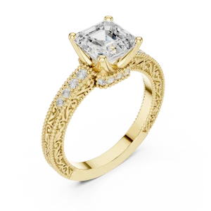 Luminary Emerald Cut Pavé-Set Solitaire Engagement Ring