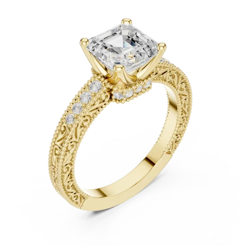 Luminary Emerald Cut Pavé-Set Solitaire Engagement Ring
