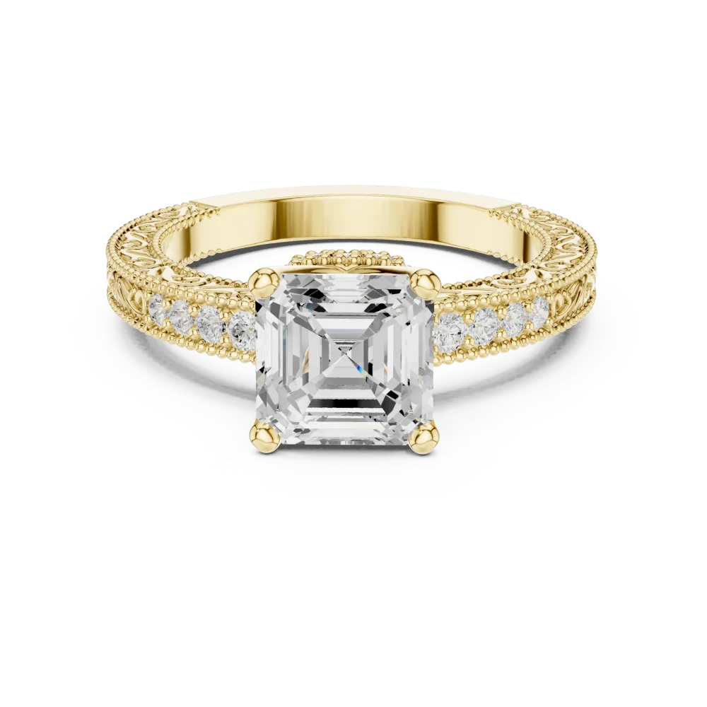 Luminary Emerald Cut Pavé-Set Solitaire Engagement Ring - Image 2