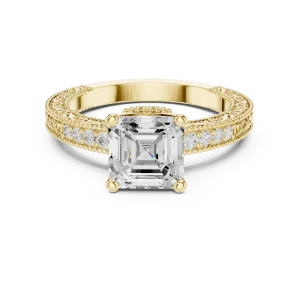Luminary Emerald Cut Pavé-Set Solitaire Engagement Ring - Image 2