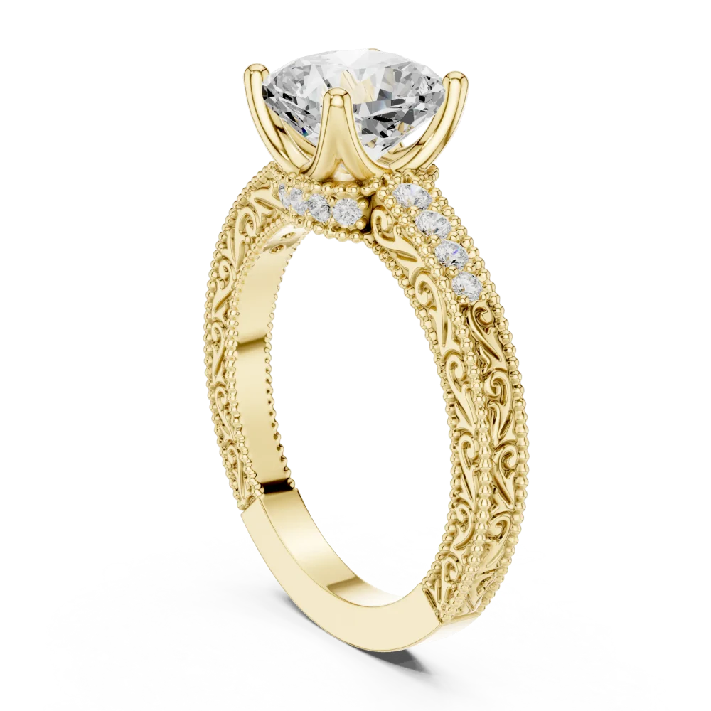 Ethereal Cushion Cut Pavé-Set Solitaire Engagement Ring - Image 3
