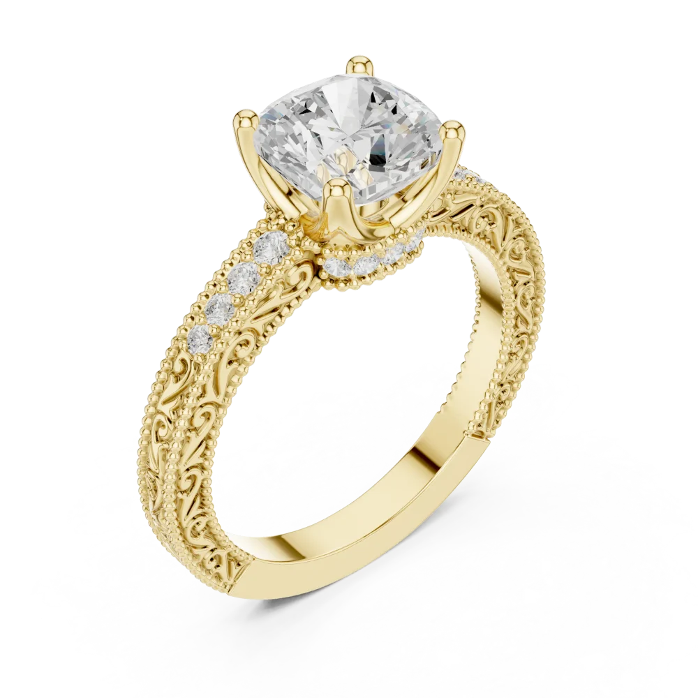 Experience timeless elegance with our cushion-cut DIAMEUR diamond solitaire ring. Handcrafted to perfection, secure your piece of luxury today.