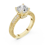 Ethereal Cushion Cut Pavé-Set Solitaire Engagement Ring
