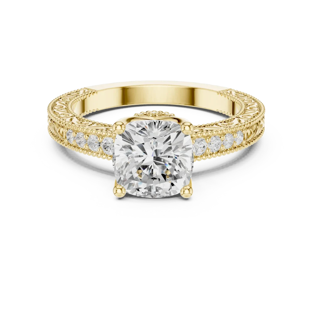 Ethereal Cushion Cut Pavé-Set Solitaire Engagement Ring - Image 2