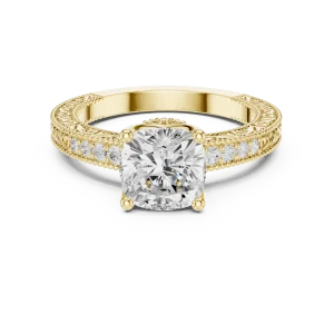 Ethereal Cushion Cut Pavé-Set Solitaire Engagement Ring - Image 2