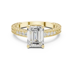 Ethereal Emerald Cut Filigree Pavé Solitaire Engagement Ring - Image 2