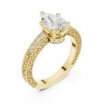 Ethereal Pear Cut Pavé-Set Solitaire Engagement Ring