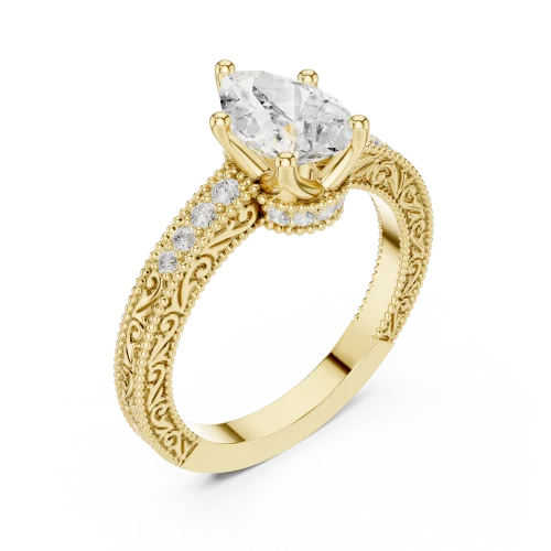 Ethereal Pear Cut Pavé-Set Solitaire Engagement Ring
