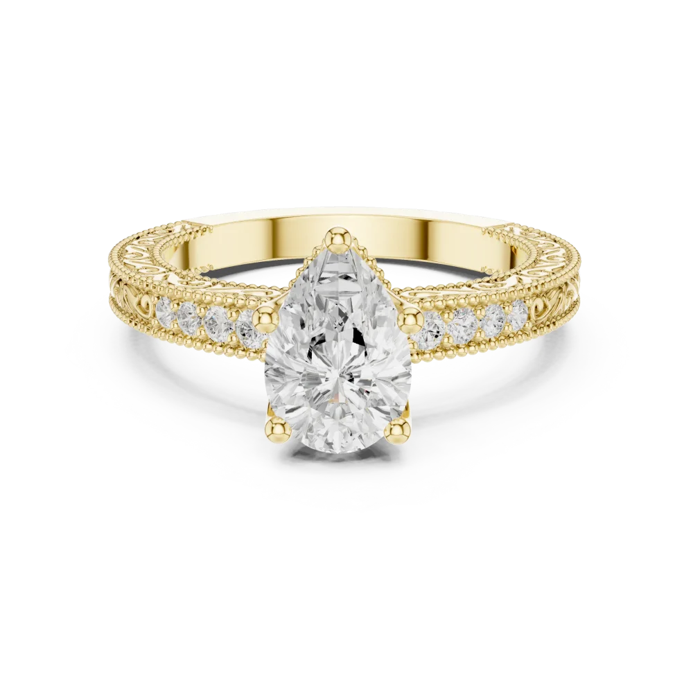 Ethereal Pear Cut Pavé-Set Solitaire Engagement Ring - Image 2
