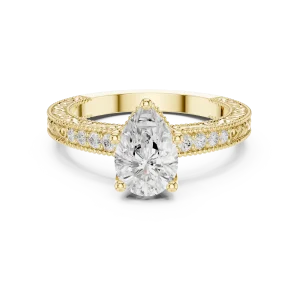 Ethereal Pear Cut Pavé-Set Solitaire Engagement Ring - Image 2