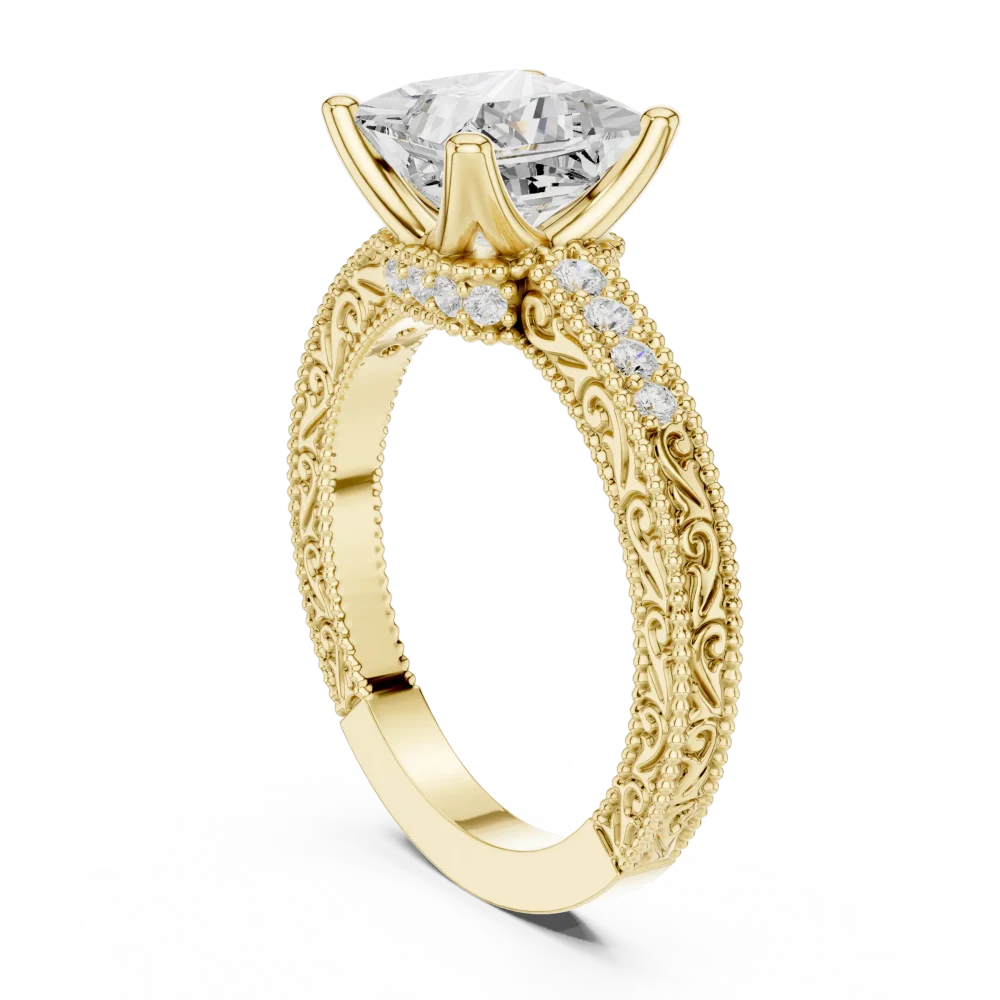 Luminary Princess Cut Pavé-Set Architectural Solitaire Ring - Image 3