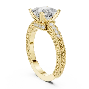 Luminary Princess Cut Pavé-Set Architectural Solitaire Ring - Image 3
