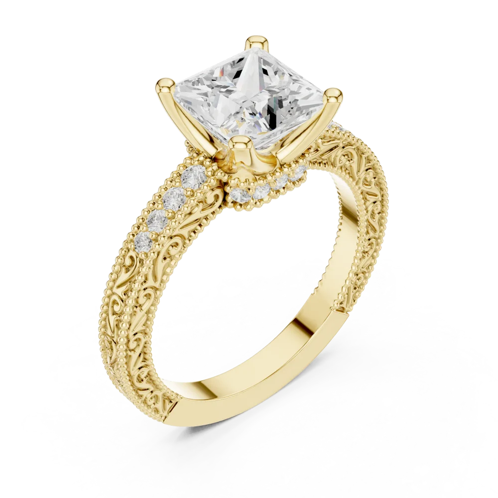 Experience timeless grandeur with our Princess Cut Solitaire Ring, featuring exquisite DIAMEUR lab-grown diamonds. Shop this modern classic today.