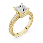 Luminary Princess Cut Pavé-Set Architectural Solitaire Ring