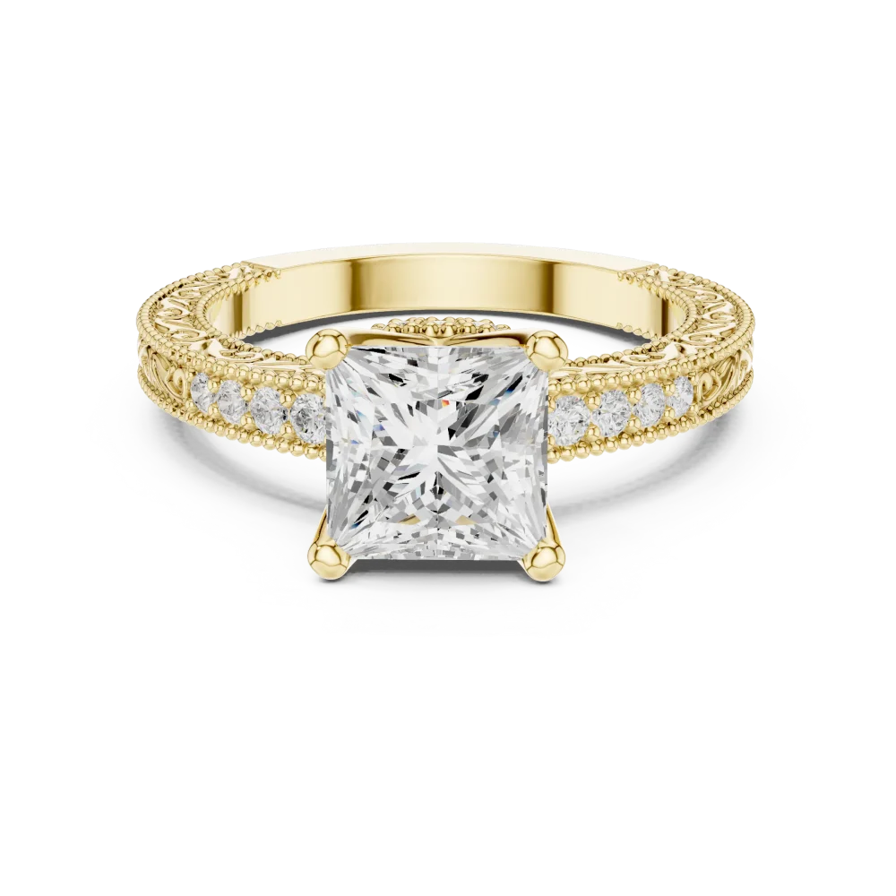 Luminary Princess Cut Pavé-Set Architectural Solitaire Ring - Image 2