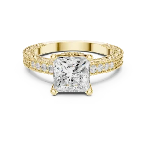 Luminary Princess Cut Pavé-Set Architectural Solitaire Ring - Image 2