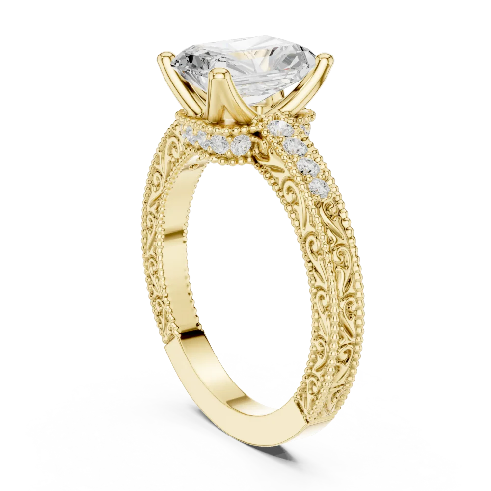 Ethereal Radiant Cut Pavé-Set Architectural Solitaire Ring - Image 3