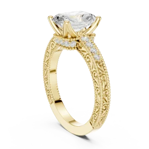 Ethereal Radiant Cut Pavé-Set Architectural Solitaire Ring - Image 3