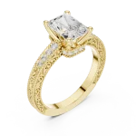 Ethereal Radiant Cut Pavé-Set Architectural Solitaire Ring