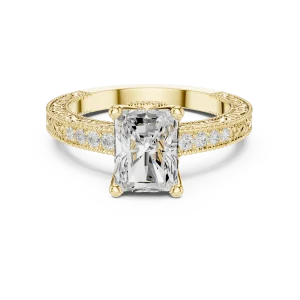 Ethereal Radiant Cut Pavé-Set Architectural Solitaire Ring - Image 2