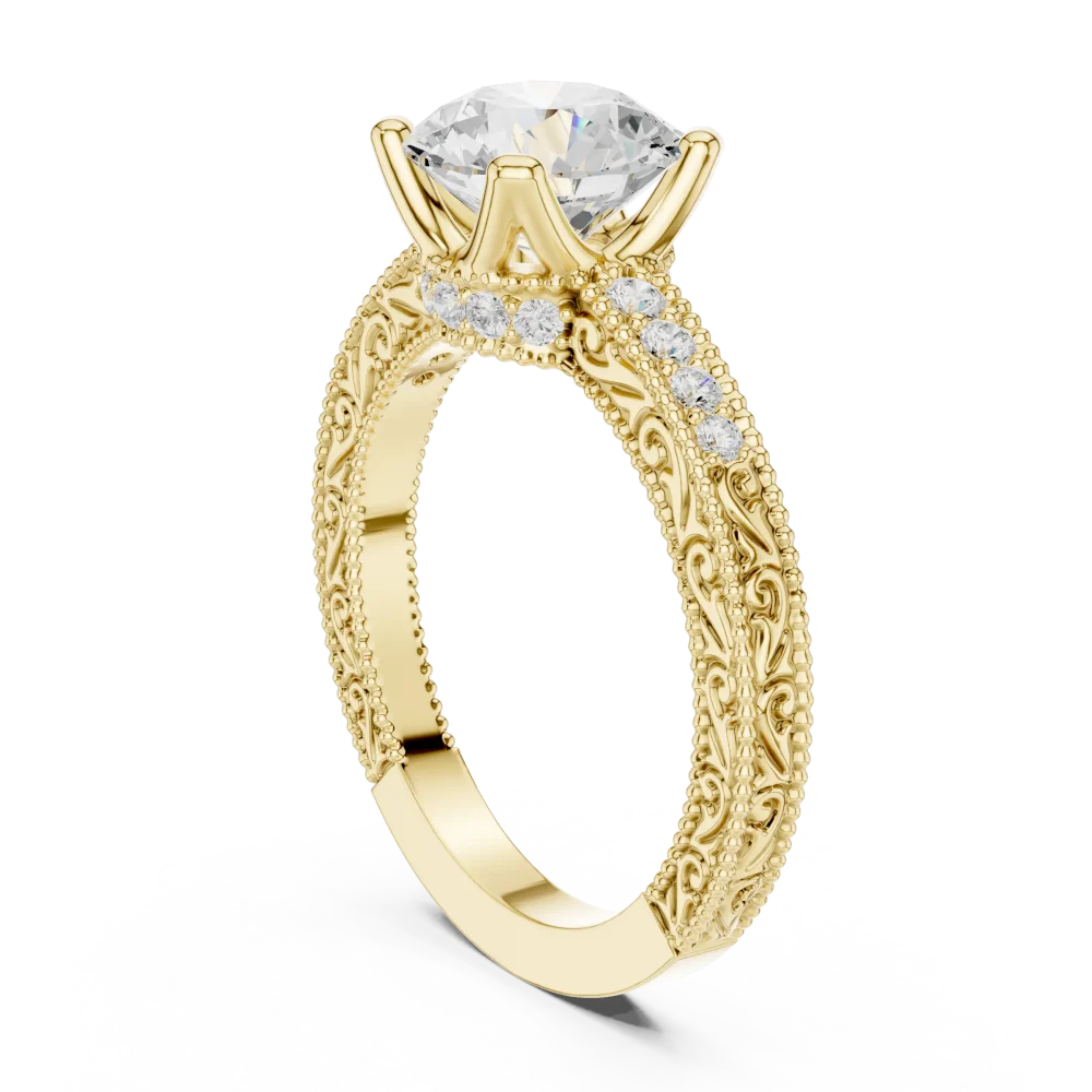 Ethereal Round Brilliant Pavé-Set Solitaire Engagement Ring - Image 3